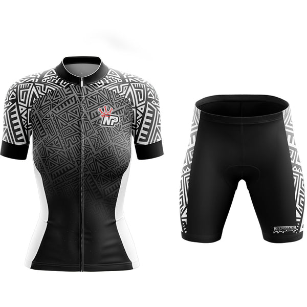 Women's Tribal Design Cycling Kit - Black