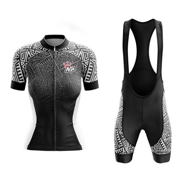 Women's Tribal Design Cycling Kit - Black