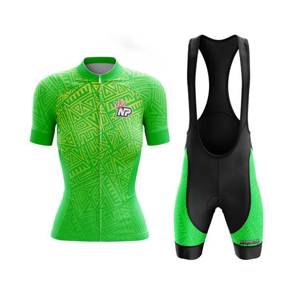 Women's Tribal Design Cycling Kit - Green