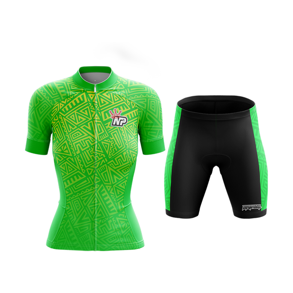 Women's Tribal Design Cycling Kit - Green