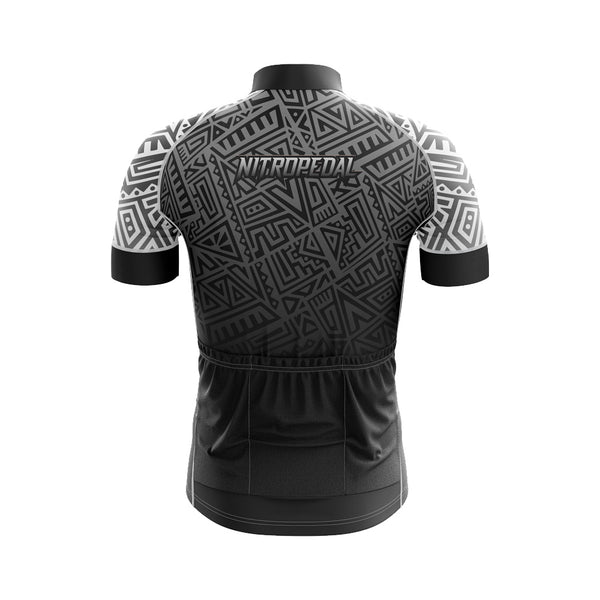 Tribal Design Cycling Jersey - Black