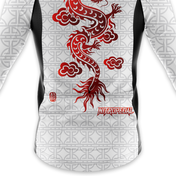 White Shaolin Dragon Long Sleeve Jersey